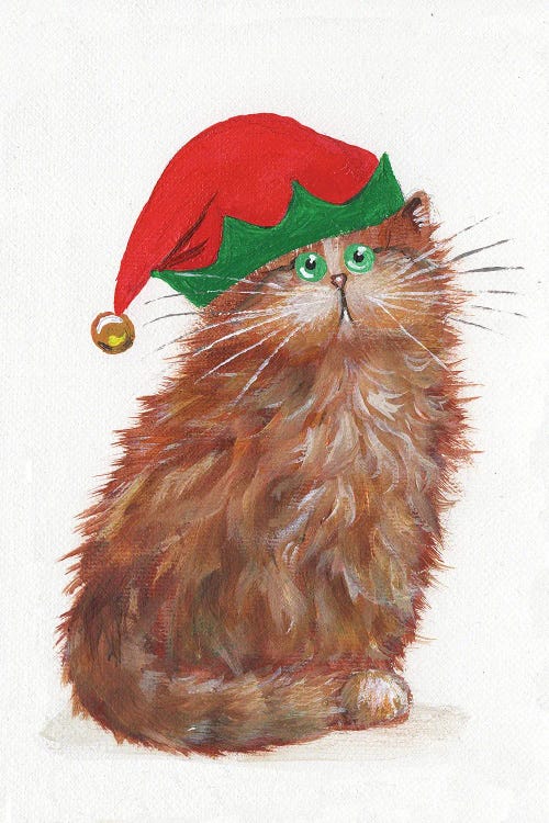 Elf Kitten In A Red Hat by Kim Haskins wall art
