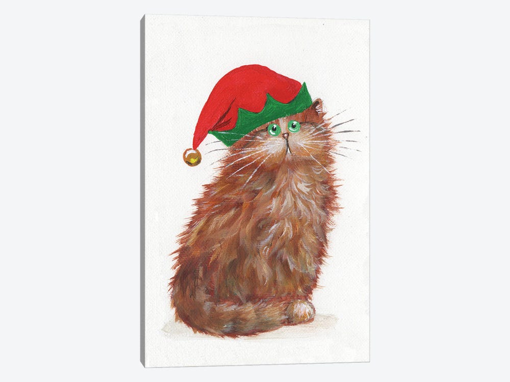 Elf Kitten In A Red Hat by Kim Haskins 1-piece Canvas Art