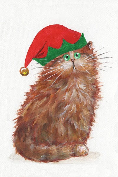 Elf Kitten In A Red Hat