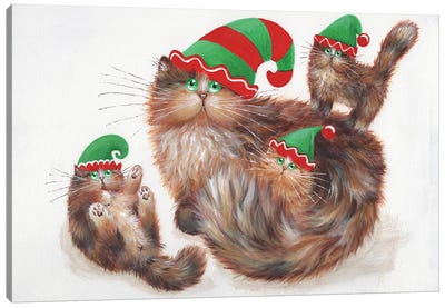 Elves Canvas Art Print - Christmas Animal Art