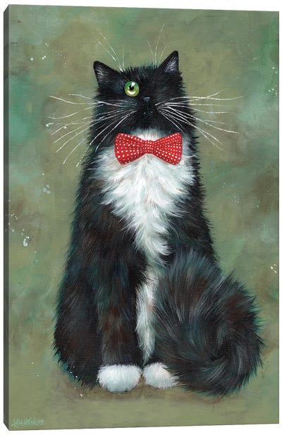 Alfie Moon Canvas Art Print - Tuxedo Cat Art