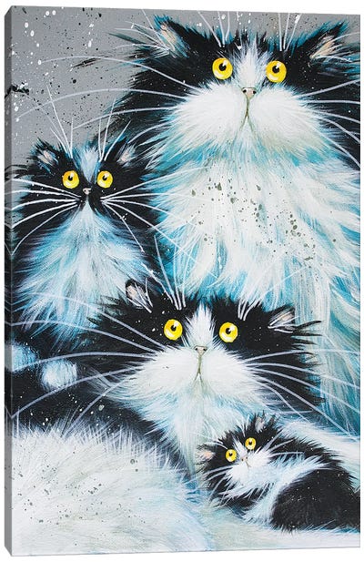 Family Of Fur Canvas Art Print - Tuxedo Cat Art