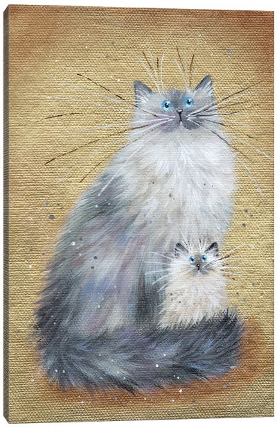 Silver On Gold Canvas Art Print - Kitten Art