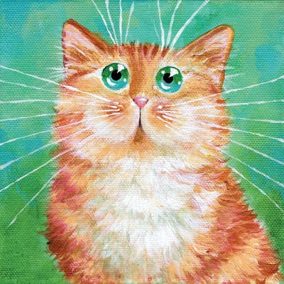 Ginger Tabby On Super Green by Kim Haskins art print