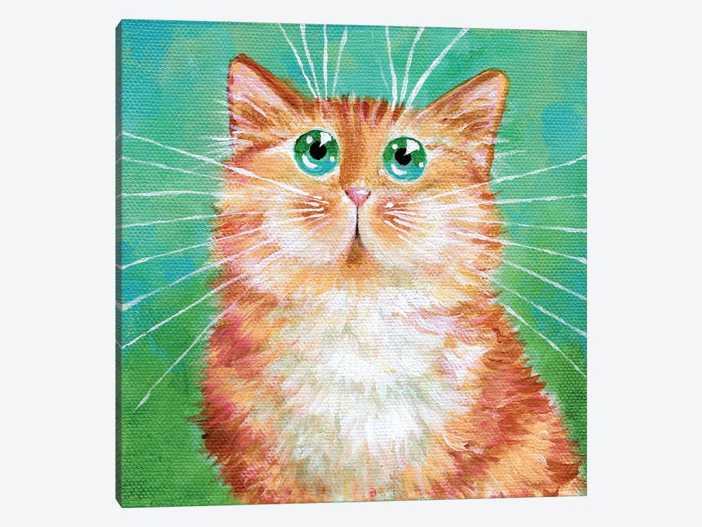 Ginger Tabby On Super Green by Kim Haskins 1-piece Art Print