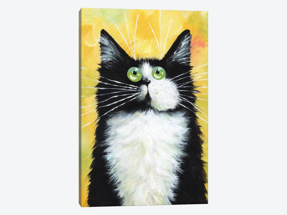 Tux On Yellow by Kim Haskins 1-piece Canvas Wall Art