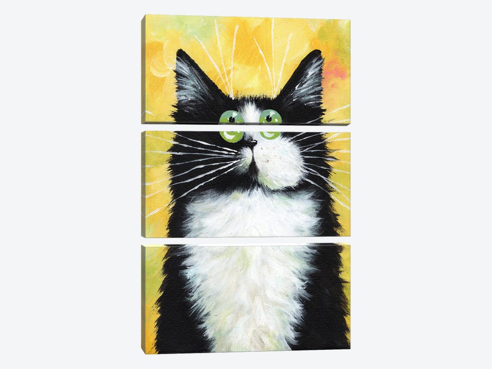 Tux On Yellow by Kim Haskins 3-piece Canvas Art