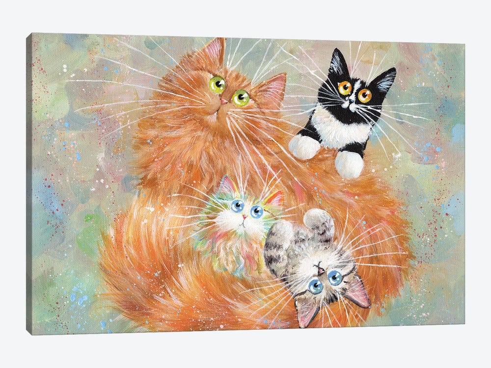 Diego and Kittens by Kim Haskins 1-piece Art Print