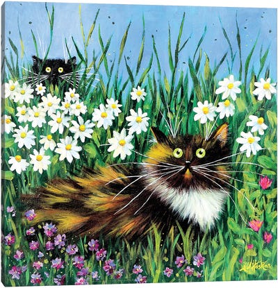 Flower Prowlers Canvas Art Print - Kids Animal Art