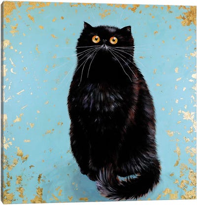Hendricks Canvas Art Print - Black Cat Art