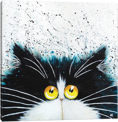 Otis Canvas Art Print - Tuxedo Cat Art