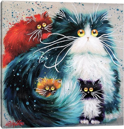 Purrenting Canvas Art Print - Tuxedo Cat Art