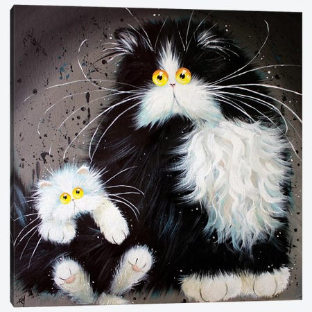 Tail Of Two Kitties Canvas Print #KIH59} by Kim Haskins Canvas Art Print