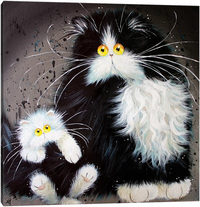 Tail Of Two Kitties Canvas Art Print - Cat Art