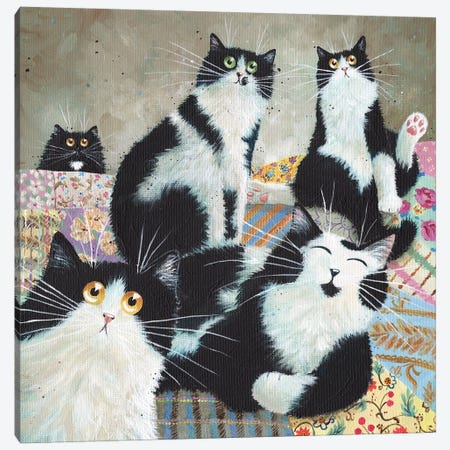Patchwork Cats Canvas Print #KIH67} by Kim Haskins Art Print