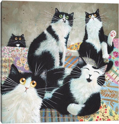 Patchwork Cats Canvas Art Print - Cat Art