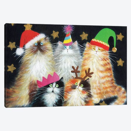 Christmas Cats Canvas Print #KIH9} by Kim Haskins Canvas Art Print
