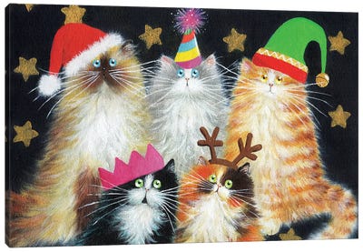 Christmas Cats Canvas Art Print - Christmas Animal Art