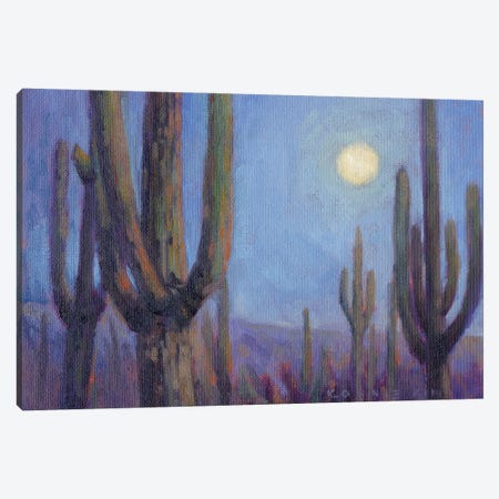 Moonlit Saguaros Canvas Print #KIK116} by Konnie Kim Canvas Art Print