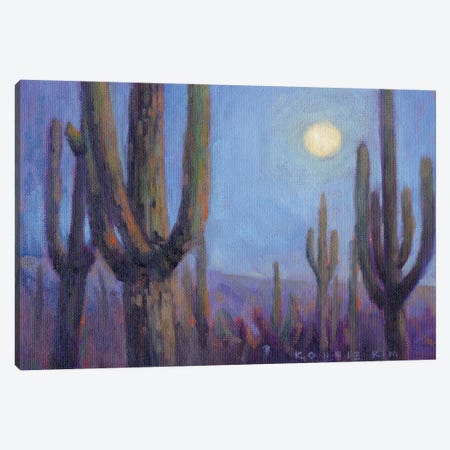 Moonlight Saguaros Canvas Print #KIK42} by Konnie Kim Canvas Art Print
