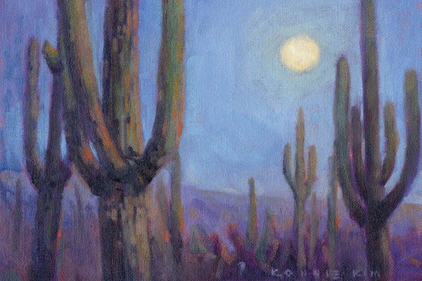 Konnie Kim: Moonlight Saguaros by Konnie Kim