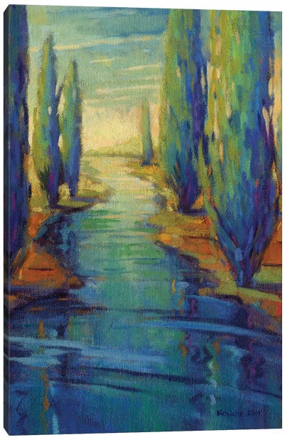 Along The Stream Canvas Art Print - Cypress Tree Art