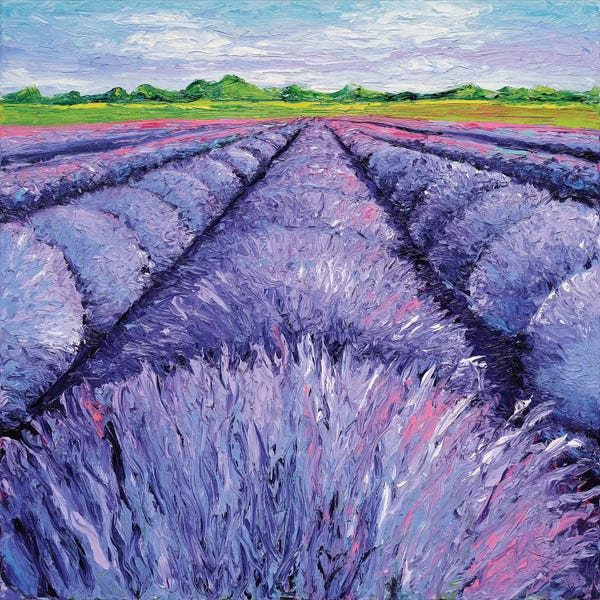 Gardens & Floral Landscapes: Lavender Breeze Triptych Panel II by Kimberly Adams