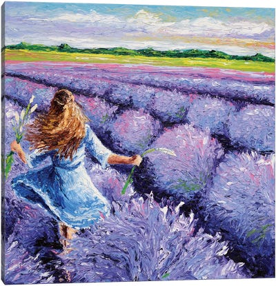 Lavender Breeze Triptych Panel III Canvas Art Print - Current Day Impressionism Art