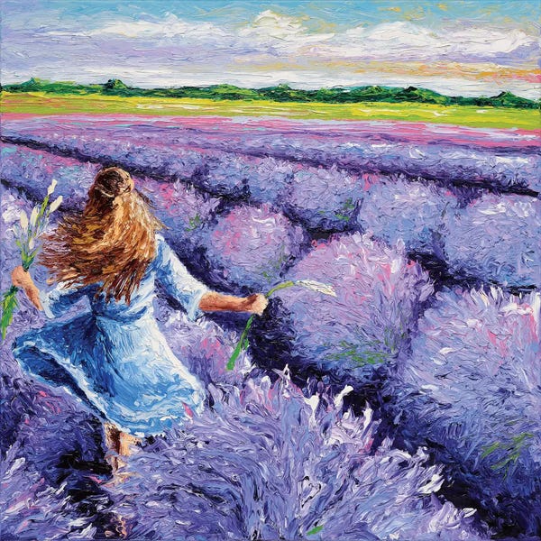 Kimberly Adams: Lavender Breeze Triptych Panel III by Kimberly Adams