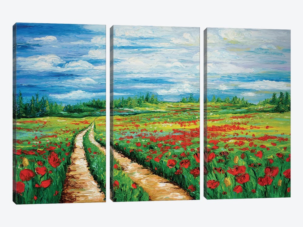 Pathway To Tranquility by Kimberly Adams 3-piece Canvas Art Print