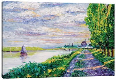 Afternoon Light (Tribute To Monet) Canvas Art Print - Trail, Path & Road Art