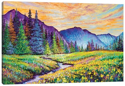 Mountain Sunrise Canvas Art Print - Current Day Impressionism Art