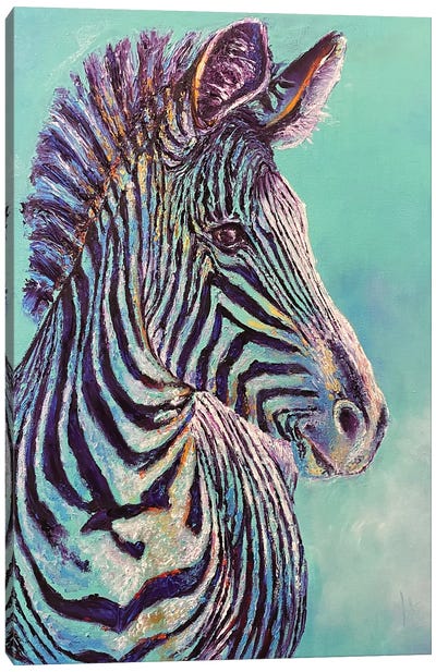 Color Me Happy Canvas Art Print - Zebra Art