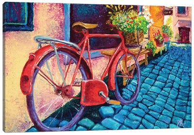 Cobblestone Path Canvas Art Print - Bicycle Art