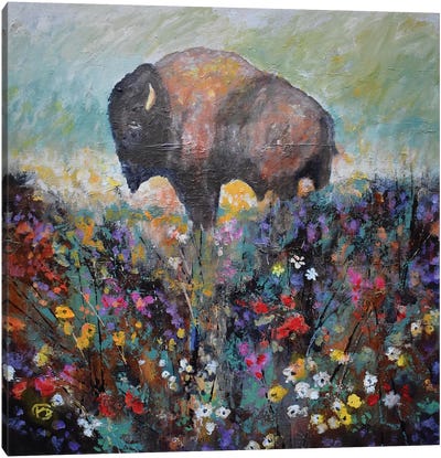 Spring Prairie Canvas Art Print - Bison & Buffalo Art