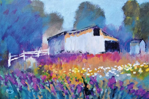 Barns: Barn With Iris II by Kip Decker