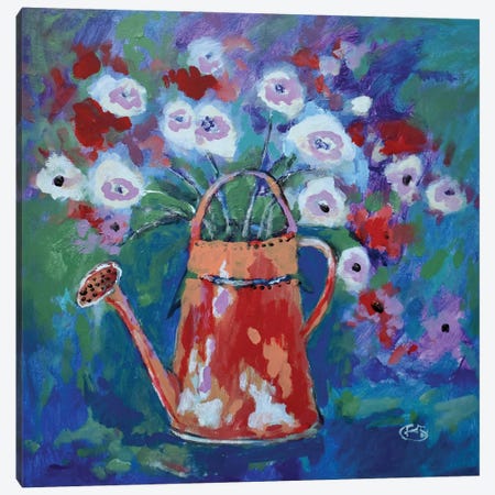 Watering Can With Flowers Canvas Print #KIP186} by Kip Decker Canvas Artwork