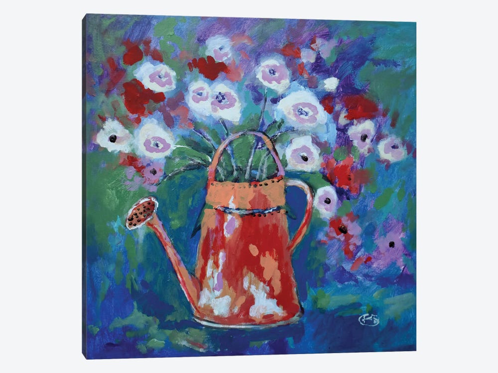 Watering Can With Flowers by Kip Decker 1-piece Canvas Artwork