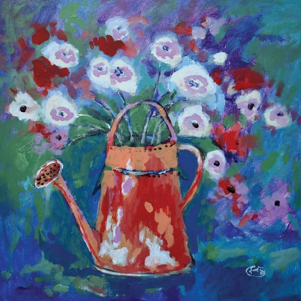 Kip Decker: Watering Can With Flowers by Kip Decker