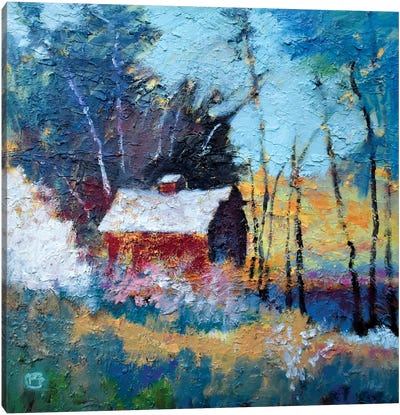 Barn In The Woods Canvas Art Print - Kip Decker