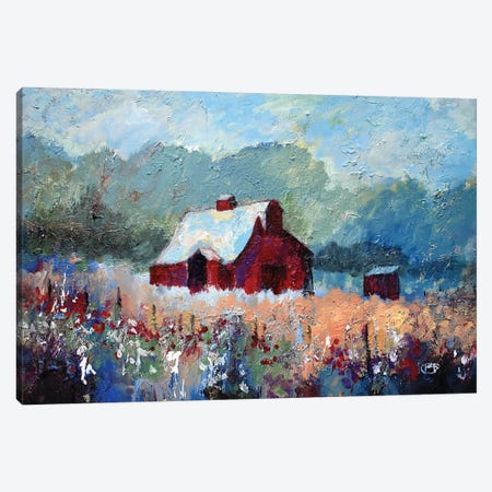 Barn In The Meadow Canvas Print #KIP191} by Kip Decker Canvas Artwork