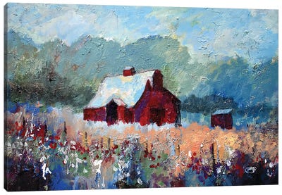 Barn In The Meadow Canvas Art Print