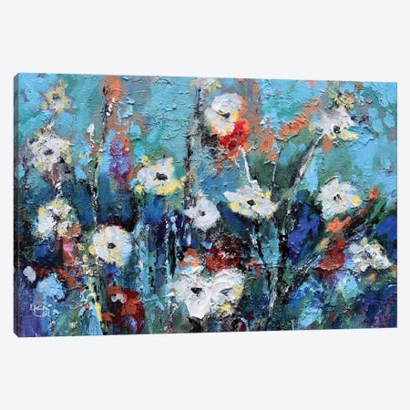 White Poppies Against Blue Canvas Print #KIP228} by Kip Decker Canvas Wall Art