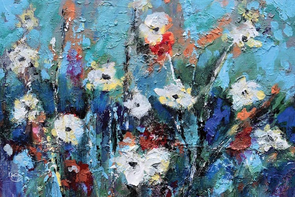 Kip Decker: White Poppies Against Blue by Kip Decker