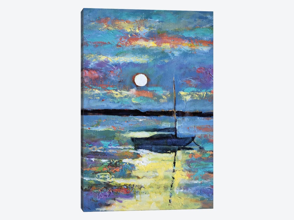 Moon Over A Sailboat 1-piece Canvas Art Print