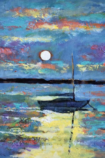 Nautical Living Room: Moon Over A Sailboat by Kip Decker