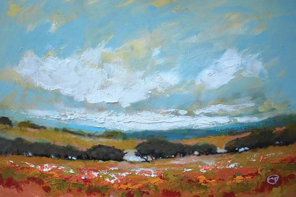 Kip Decker: White Clouds Over Valley by Kip Decker