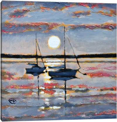 Full Moon Sailboats Canvas Art Print - Kip Decker