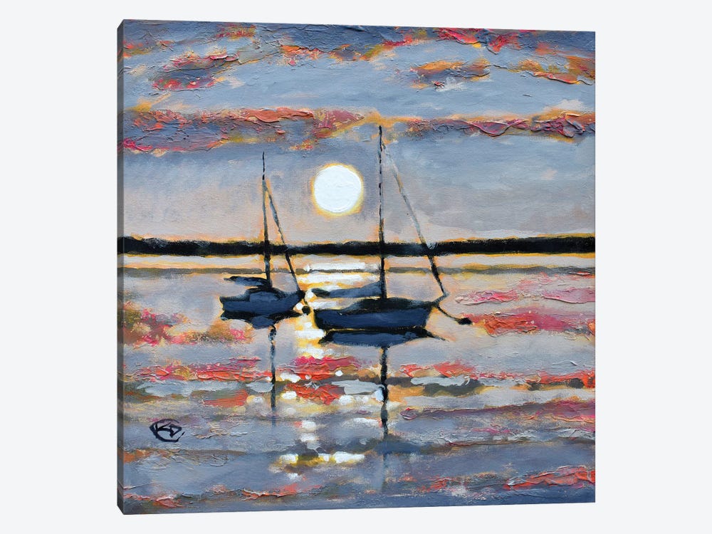 Full Moon Sailboats by Kip Decker 1-piece Canvas Artwork