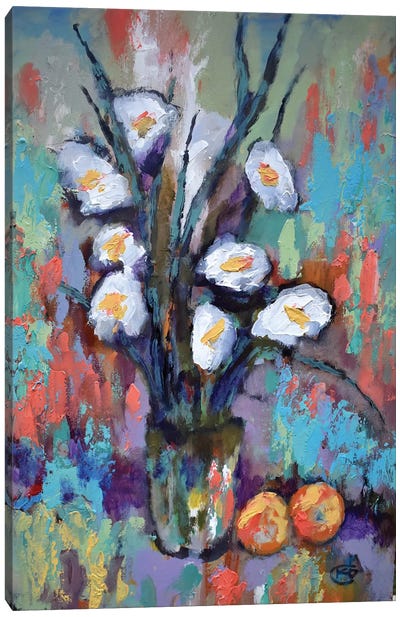 Gladiolas And Peaches Canvas Art Print - Kip Decker